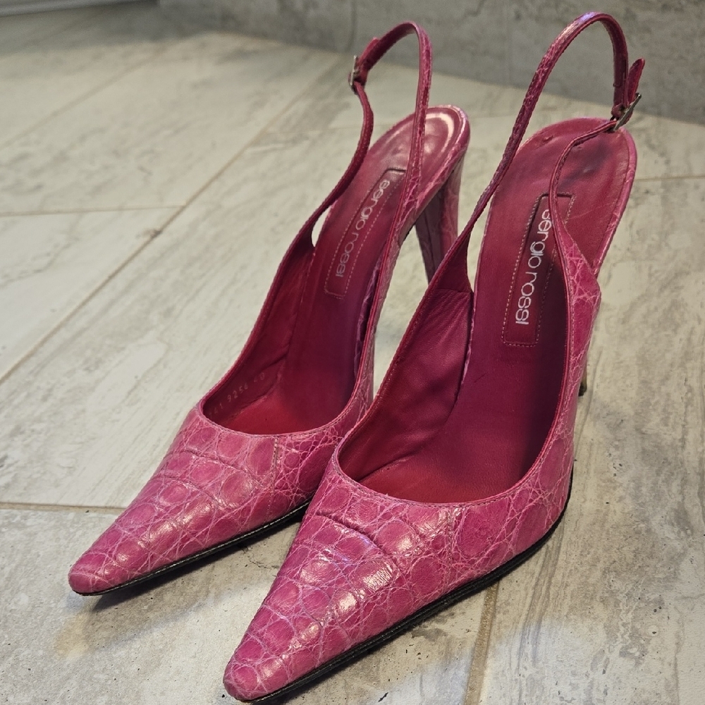 Sergio Rossi Pink Slingback Heels